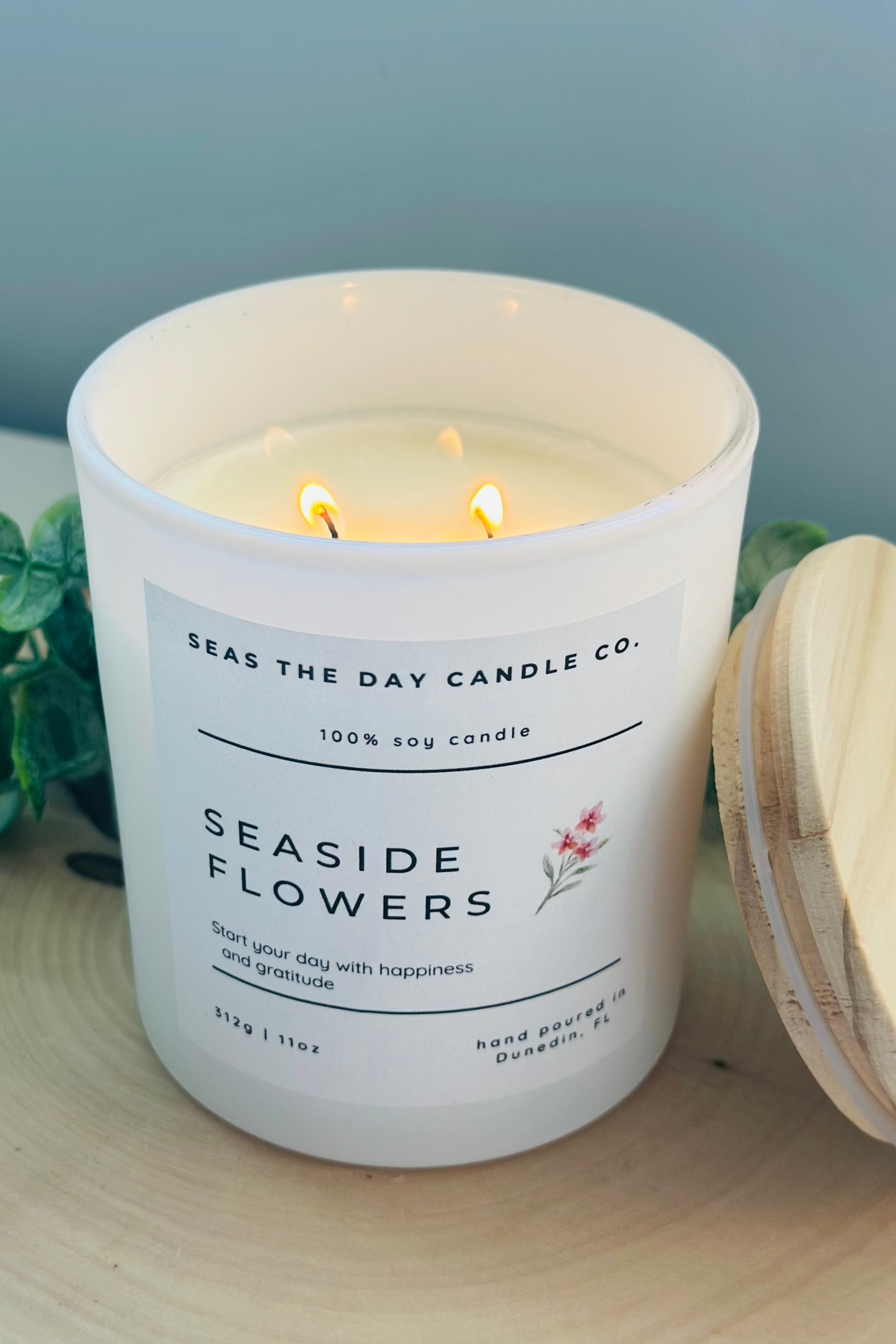 seaside flowers soy candle seas the day
